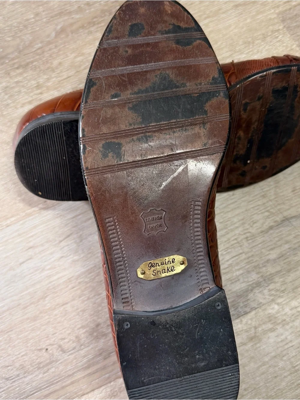 Stacy Adams Cognac Croc-Embossed Leather Slip-On Loafers